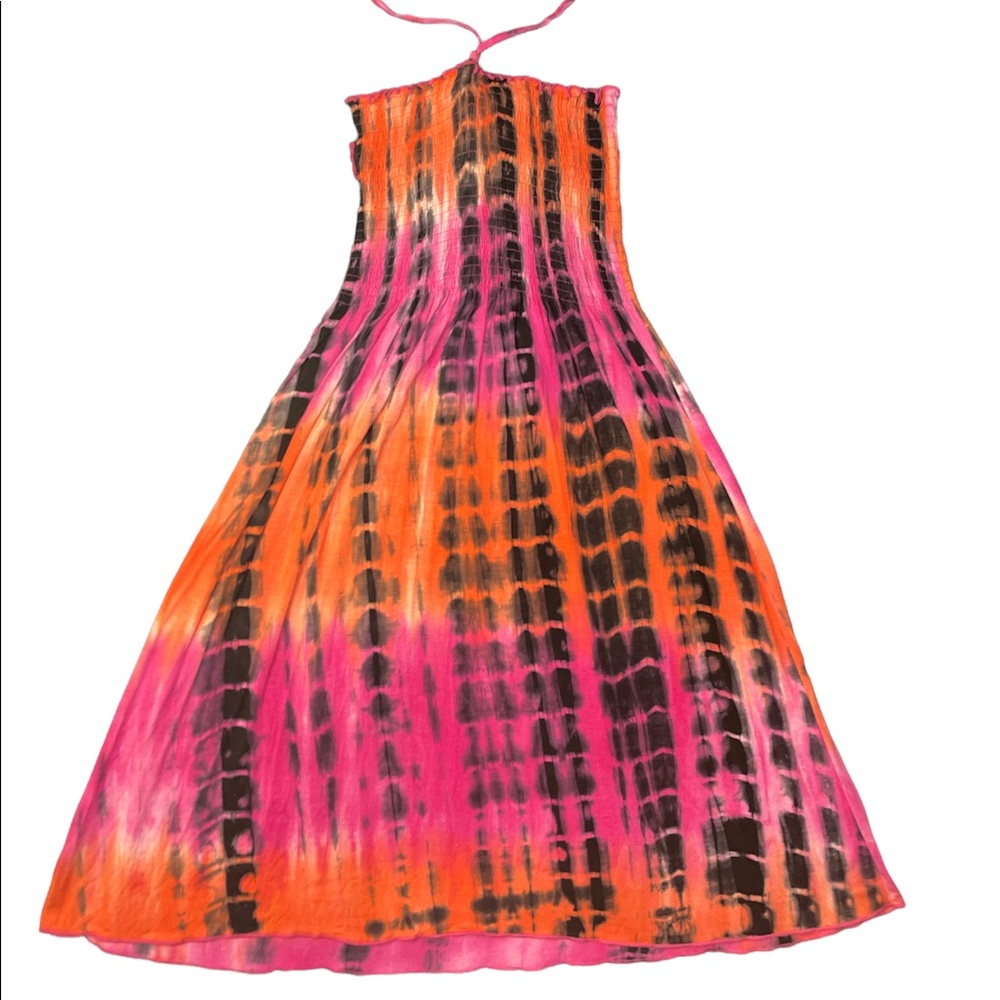 Club z collection pink, orange, and black halter dress
